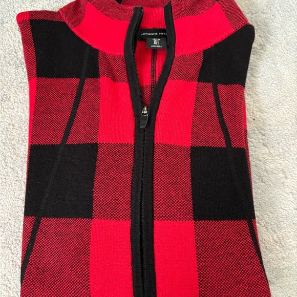 Adrienne Vittadini Red & Black Checkered Buffalo Plaid  Cardigan Sweater Size L - Picture 12 of 12